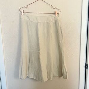 Coldwater Creek Linen Midi Skirt Size 8 Neutral Minimal Chic